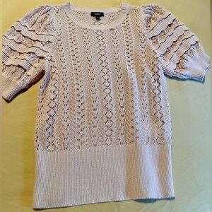 EXPRESS Soft Pink Open Lace Knit Sweater - XS, Intricate design